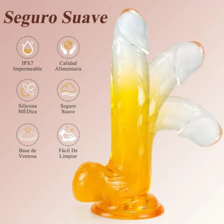 Dildo Bicolor con testiculos chico 17 cm