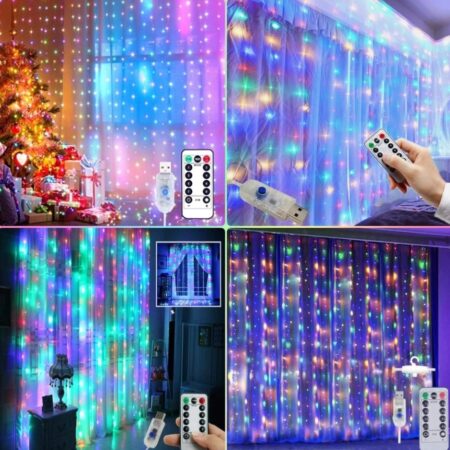 Cortina multicolor con ganchos 3x3 RSDY5345