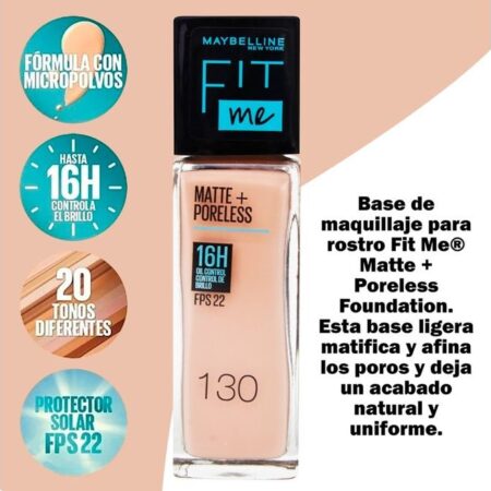 Base Maybelline fit me mate y sin poros