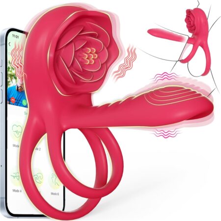 Anillo vibrador con forma de rosa de app