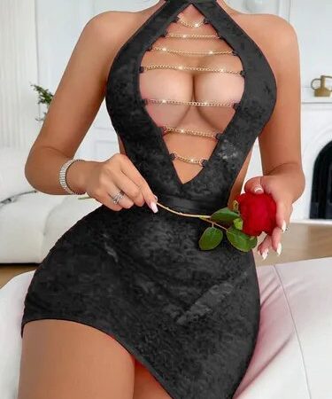 VESTIDO CADENAS EN PECHOS G2217