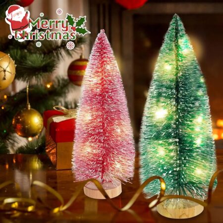 Mini Árbol Navideño Con Estrella y Luz Led Con Copo de Colores 35cm
