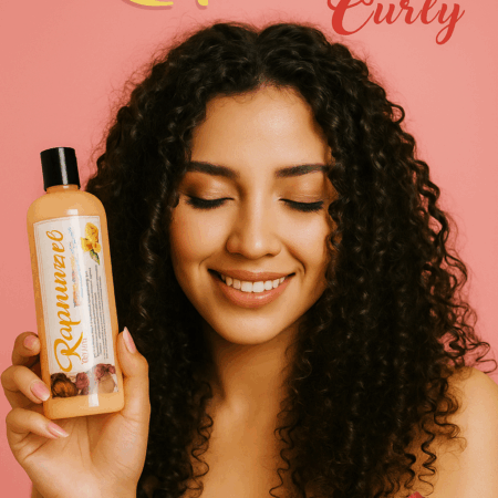 Acondicionador Rapunzel para rizos de durazno.