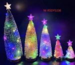 Árbol Navideño Con Estrella y Luz Led Con Copo de Colores 35cm