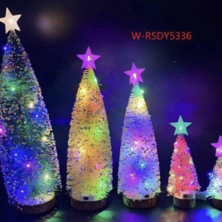 Árbol Navideño Con Estrella y Luz Led Con Copo de Colores 35cm
