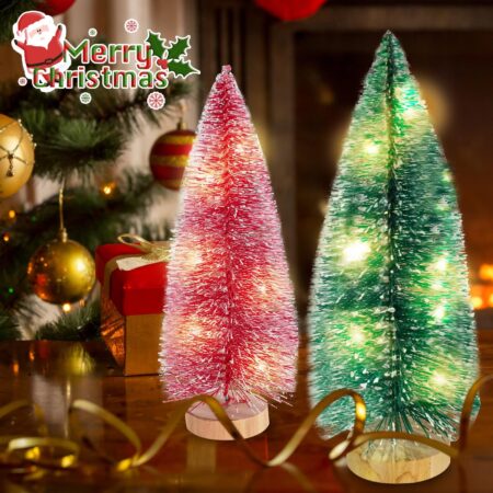 Árbol Navideño Escarchado Y luz Led 33 cm