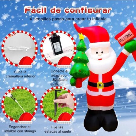 SANTA  inflable con luz de navidad mide 1.20