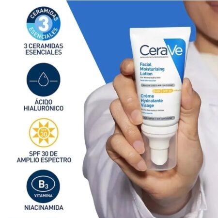 Loción hidratación y proteccion solar para piel normal a seca CERAVE RH30