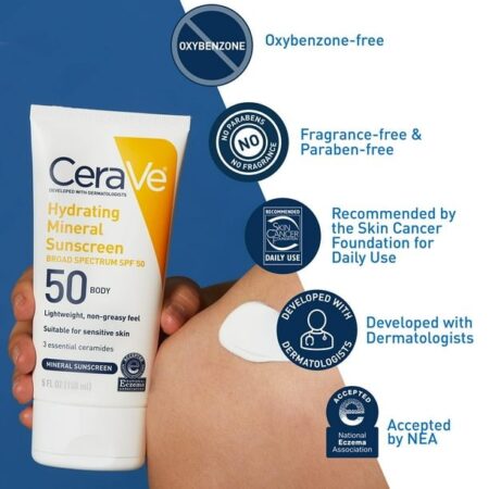 Protector solar CeraVe 100% mineral SPF 50 para cuerpo 150 ml RH23