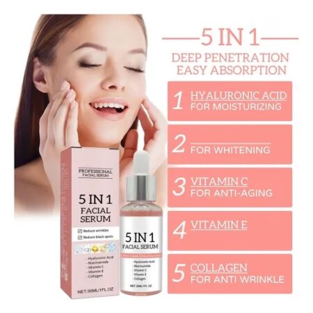 Serum Facial 5 en 1 Hidratante Reafirmante Anti Arrugas