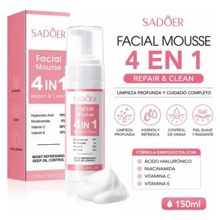 Espuma Facial 4 en 1 ácido Hialuronico Nicotinamide vitamina C vitamina E SD87440