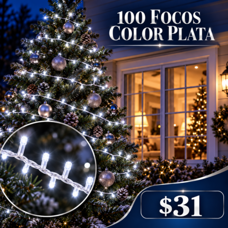 SERIE DE 100 LUCES COLOR PLATA JDJ2604