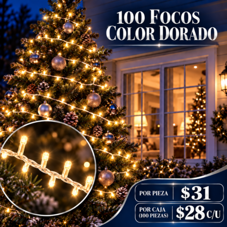 SERIE DE LUCES DE 100 FOCOS DORADA JDJ 2603