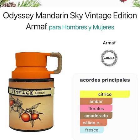 Perfume Armaf Odyssey Mandarin Sky Vintage Edition 30Ml XP458